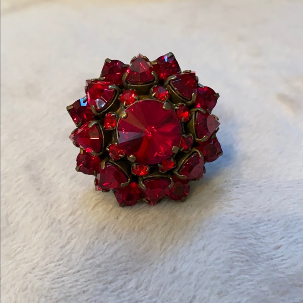 Frangos Red Crystal Statement Ring - image 1